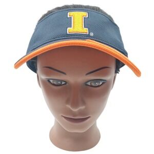 Illinois Fighting Illini Hat Cap Strap Back Blue College Basketball Visor
